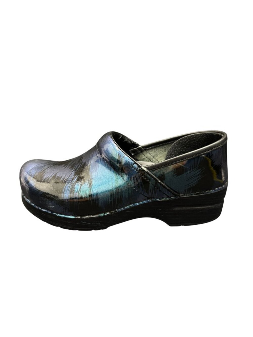 Dansko Professional Clogs Women's Black & Blue Leather Slip-On Italy, Size 38